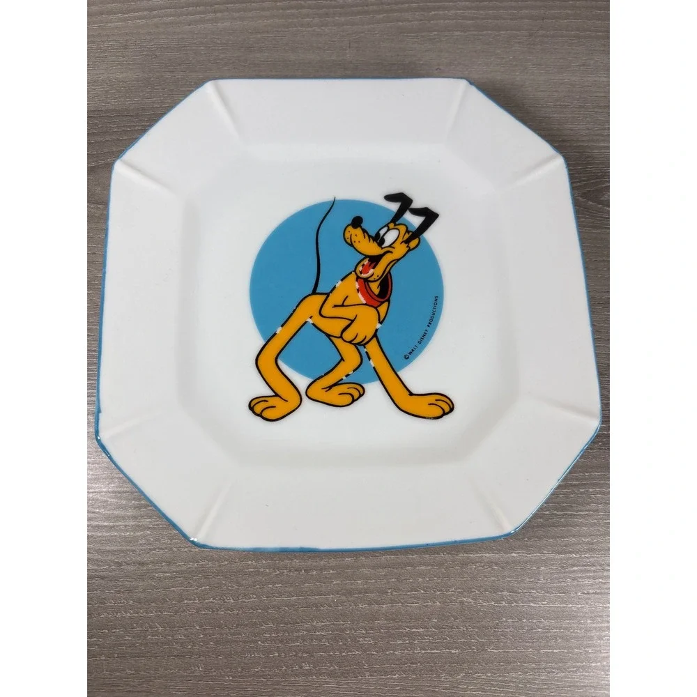 Vintage Walt Disney Productions Japan Plates Mickey Donald Pluto Dopey‎ Set 4